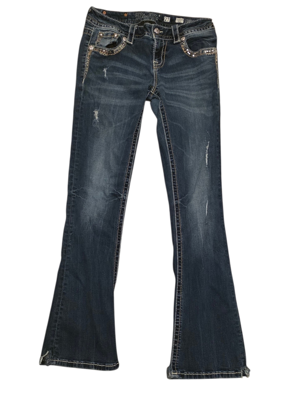 Miss Me Dark Blue Distressed Flare Jeans